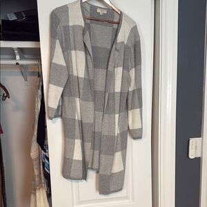 Gray and White Checkered Women's Sweater
